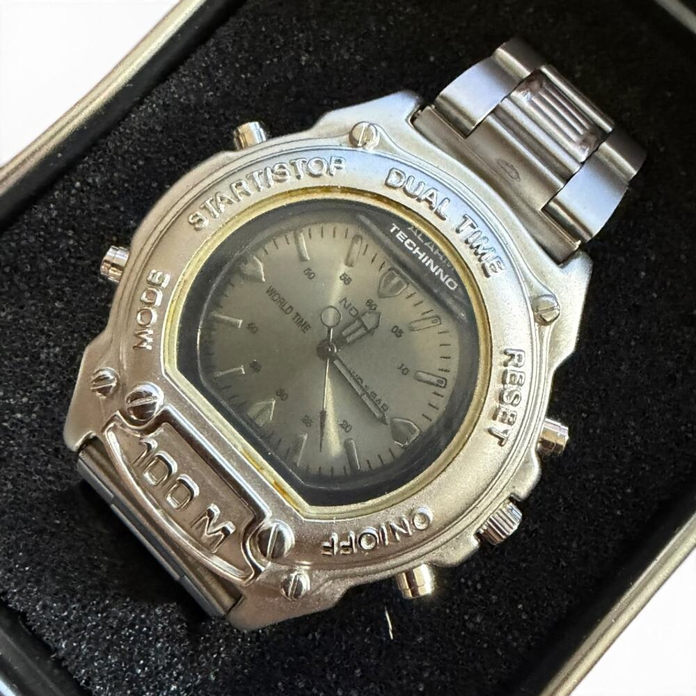 Nokia Techinno Dual Time Analog Quartz Men's Watch 100M WR Stainless Steel